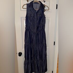 Boutique Women’s Denim Soft Stylish Blue Button-Up Dress